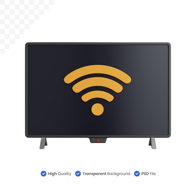 3d rendering smart television with wifi sign isolated