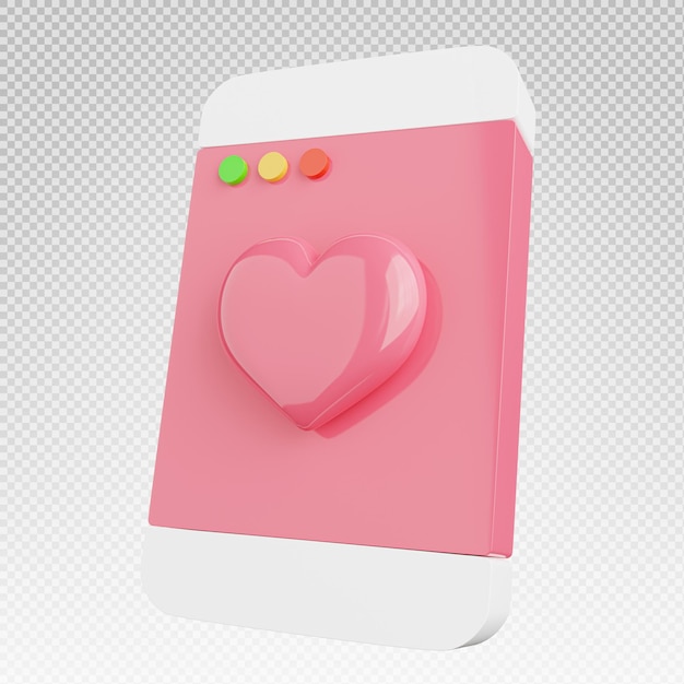 3d rendering of smartphone with heart icon