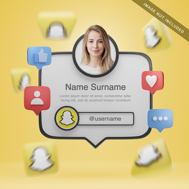 3d rendering snapchat profile with icons