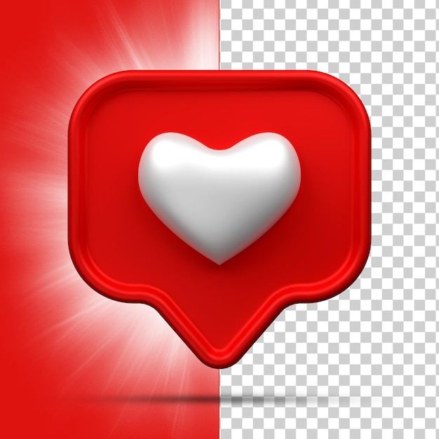 3d rendering Social Media Heart icon online social communication applications concept