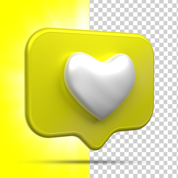 3d rendering Social Media Heart icon online social communication applications concept