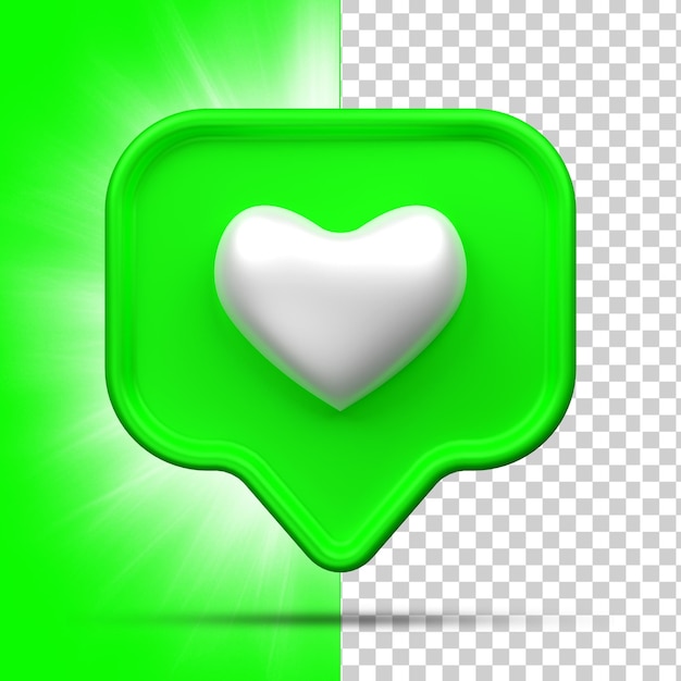 3d rendering Social Media Heart icon online social communication applications concept