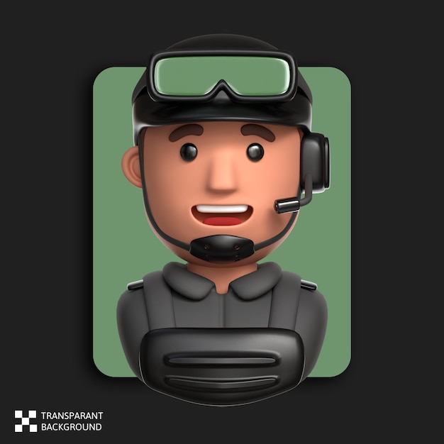 3D Rendering Soldier Profession Male Avatar