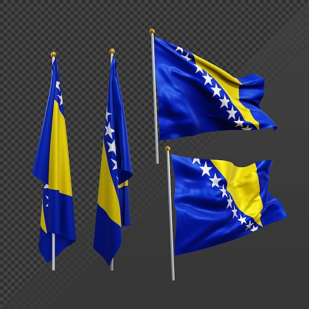 3d rendering southeastern europe bosnia herzegovina flag fluttering and no fluttering