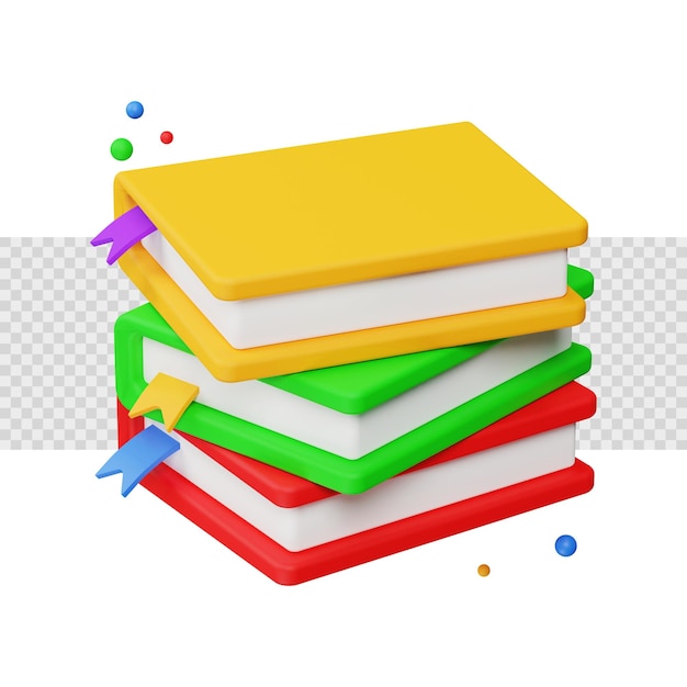 3D rendering stack of book icon education