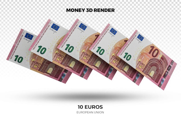 3D rendering of Stacks of European Union Money 10 Euro Banknotes