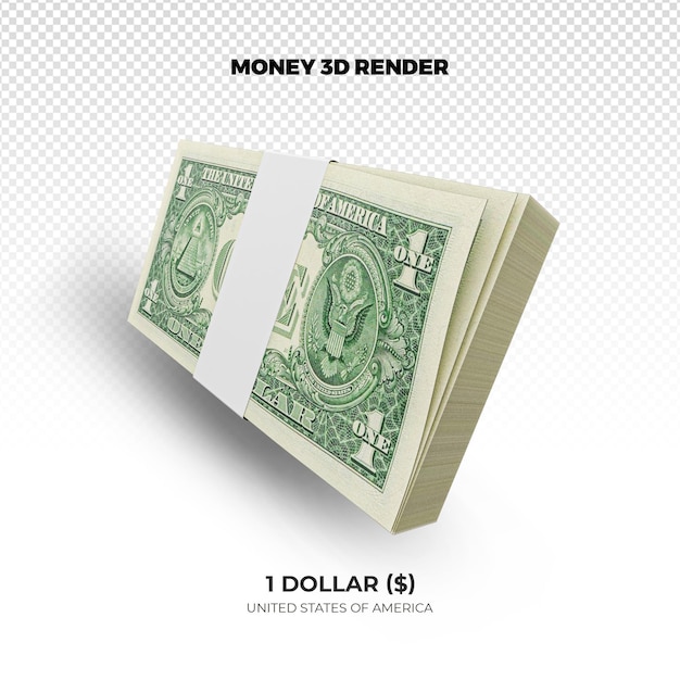 3D rendering of Stacks of United States of America Money 1 dollar Banknotes