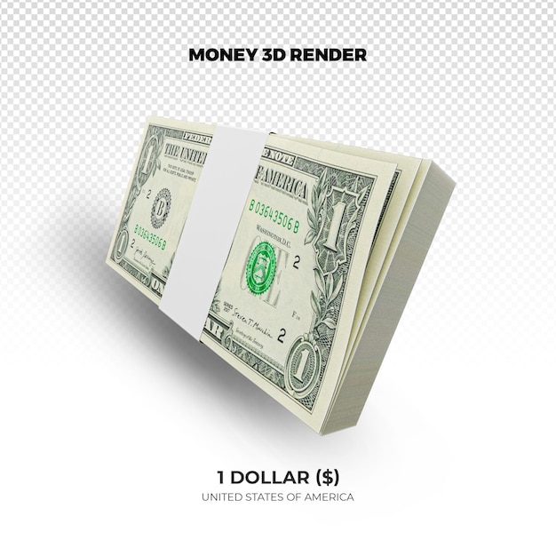 3D rendering of Stacks of United States of America Money 1 dollar Banknotes