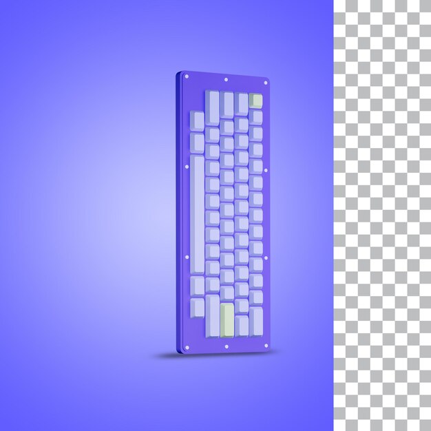 3d rendering standing blue mechanical keyboard