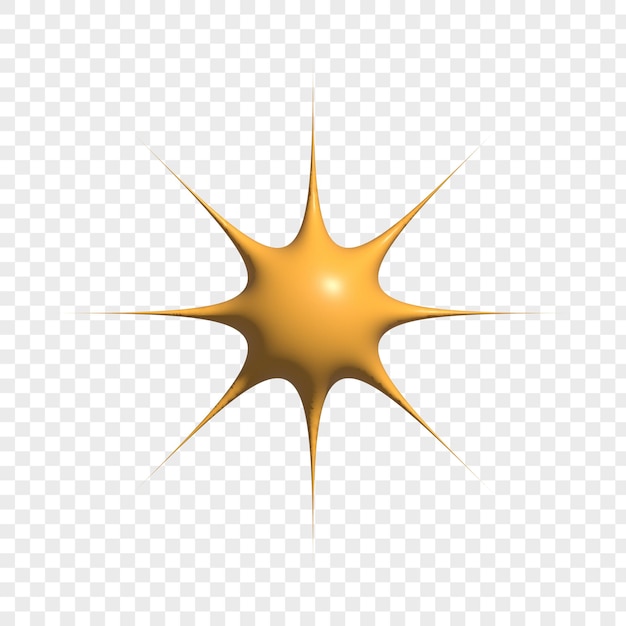 3d Rendering Star Icon on transparent background