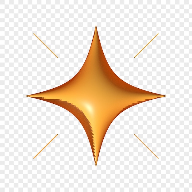 3d Rendering Star Icon on transparent background