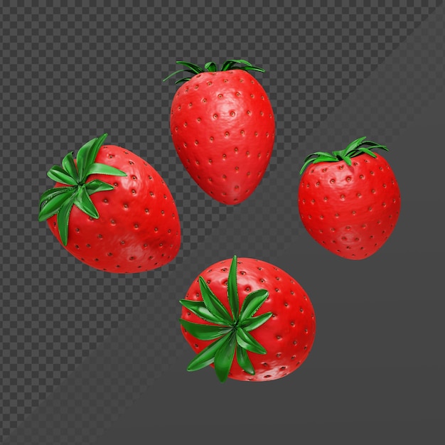 3d rendering of strawberry fruit perspective view