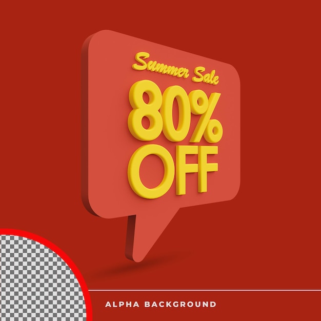 3d rendering summer sale discount offer icon