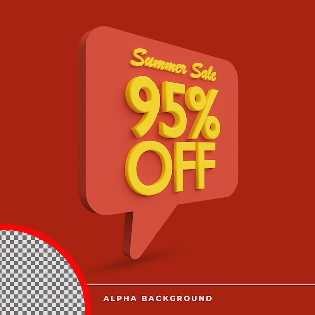 3d rendering summer sale discount offer icon