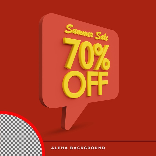 3d rendering summer sale discount offer icon