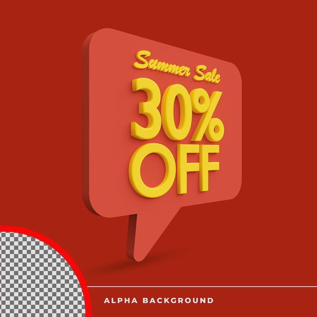 3d rendering summer sale discount offer icon