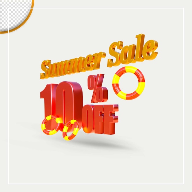 3d rendering summer sale discount offer text