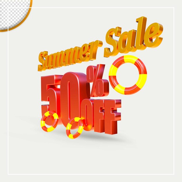 3d rendering summer sale discount offer text