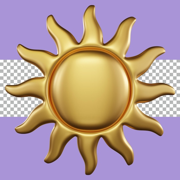 3d rendering sun gold color tranparent