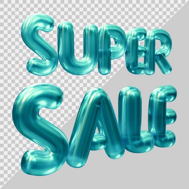 3d rendering of super sale text with modern style