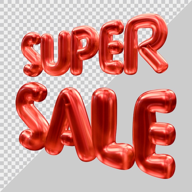 3d rendering of super sale text with modern style