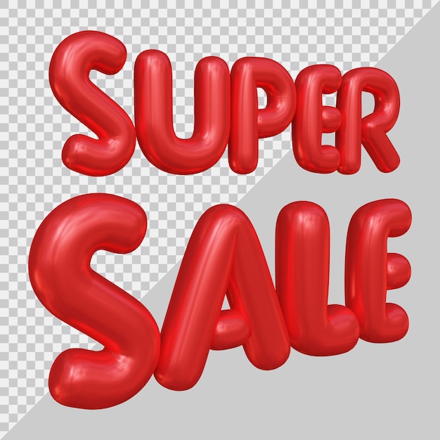 3d rendering of super sale text with modern style