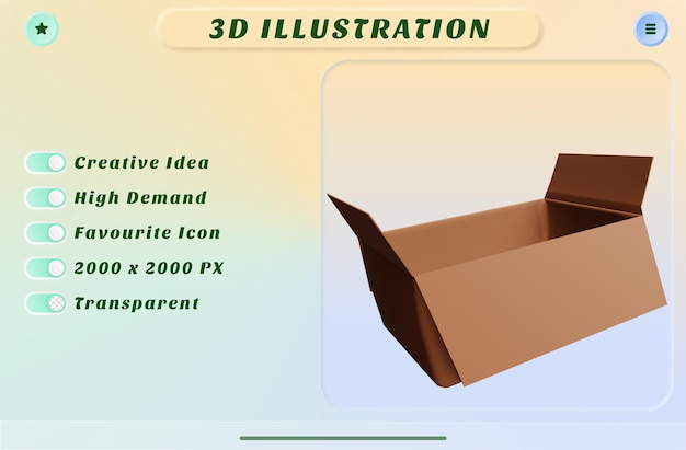 3d rendering supermarket box for grocery