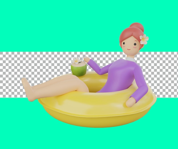 3d rendering Swimming Girl tranparent premium psd