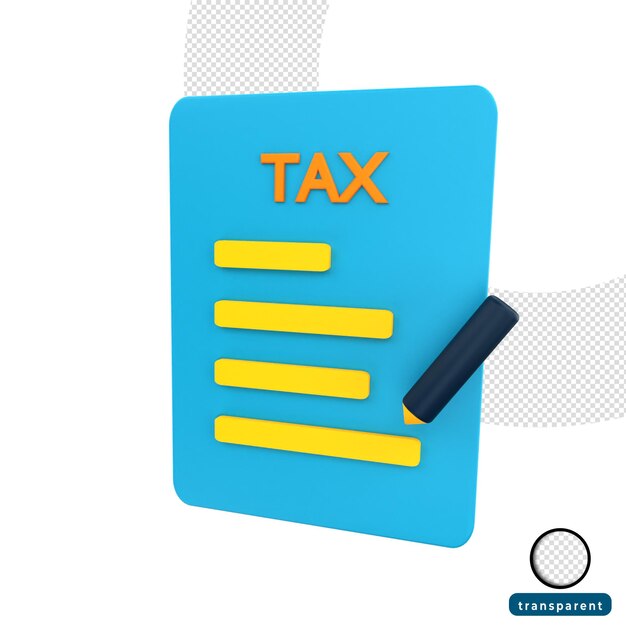 PSD 3d rendering tax icon for business