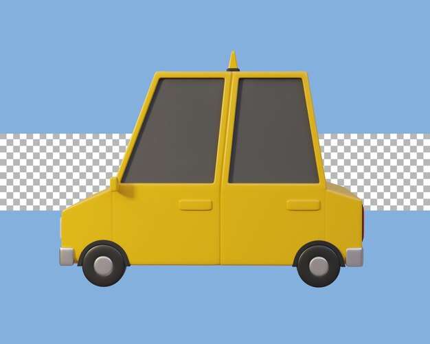 PSD 3d rendering taxi car side view transparent