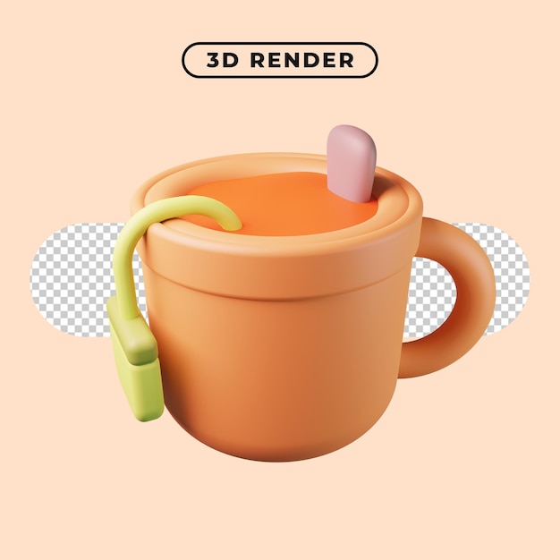 3d rendering of teacup icon