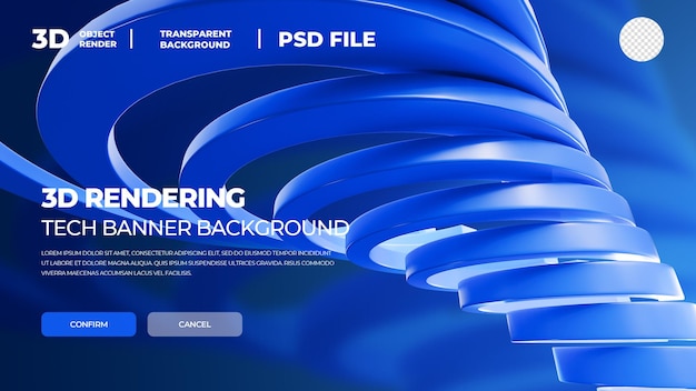 3D rendering tech banner blue element