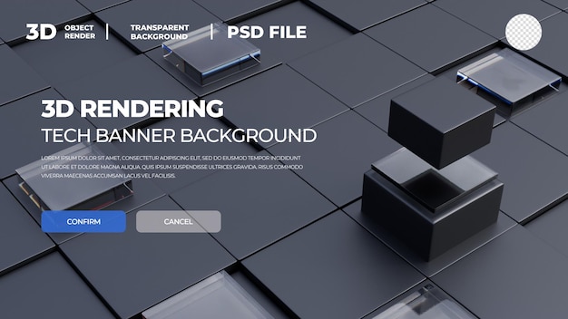 PSD 3d rendering tech banner