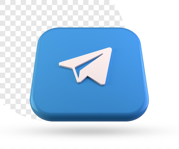 3d rendering telegram icon for social media design with transparent background