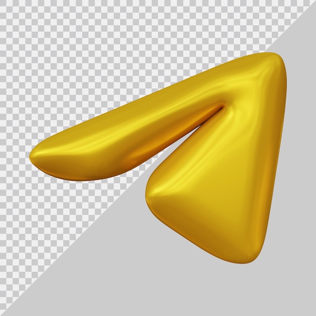 3d rendering of telegram icon social media with golden style