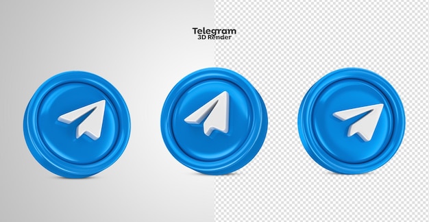 3d rendering of telegram logo icon