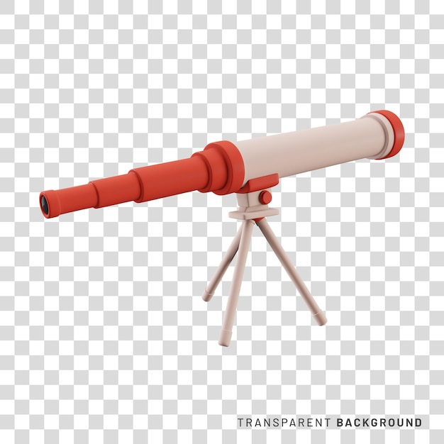 3d rendering telescope icon on transparent background