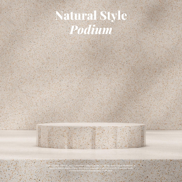 3d rendering template mock up of terrazzo podium in square with terrazzo wall background