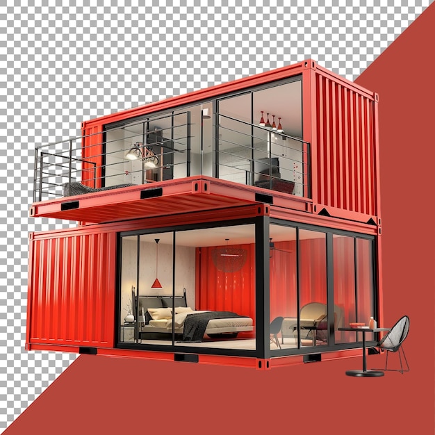 PSD 3d rendering of a temporary house in a container on transparent background ai generated