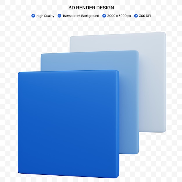 3d rendering three layers blue isolated