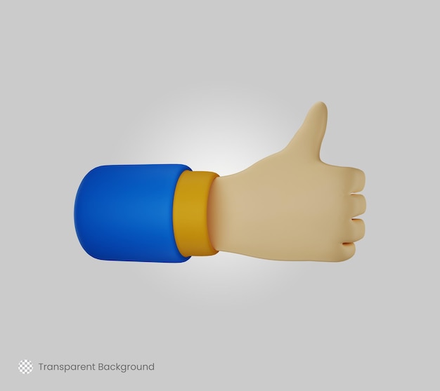 3d rendering of thumb up hand for hand like gesture, love gesture, agree gesture concept