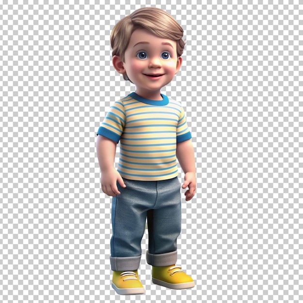 3d rendering of a toddler boy standing and smiling