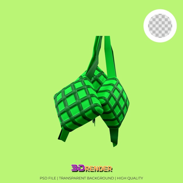 3D rendering of traditional Eid Mubarak food ketupat illustration