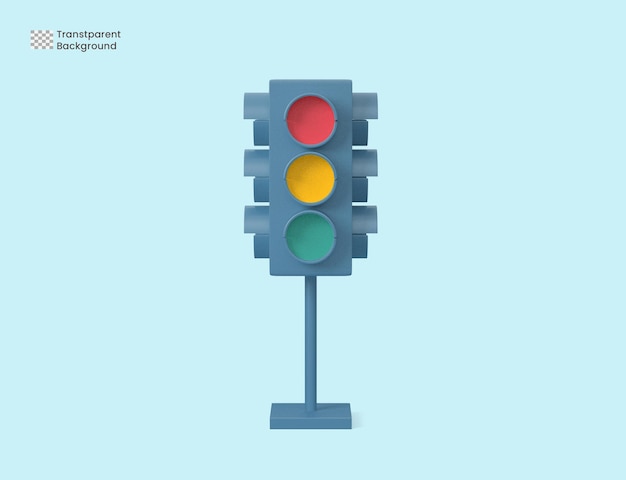 3d rendering traffic light or warning light at the intersection.