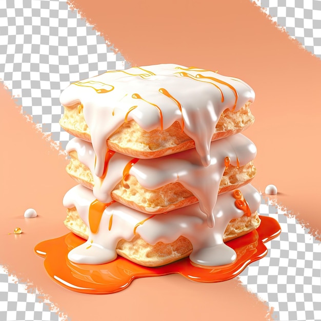 3d rendering of a transparent background with a soft cake biscuit marmalade filling and white chocolate coating