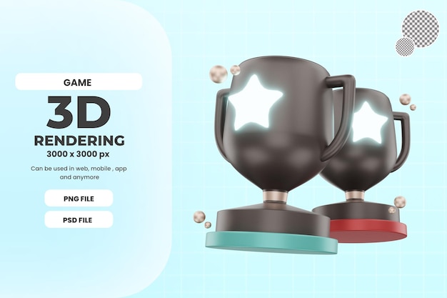 3d rendering trophy game icon object premium psd