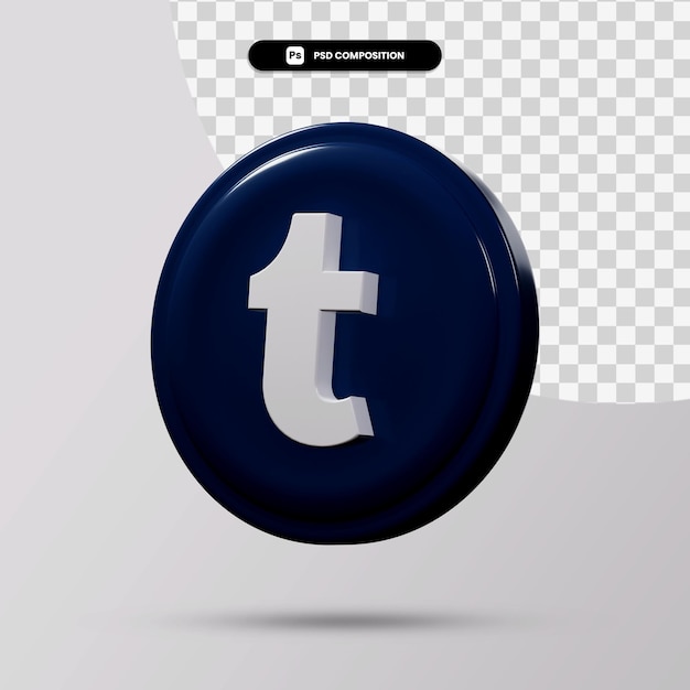 3d rendering tumblr logo application isolated