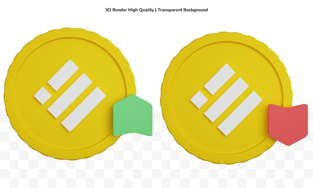 3d rendering two coin Crypto Binance graph up and down isolated