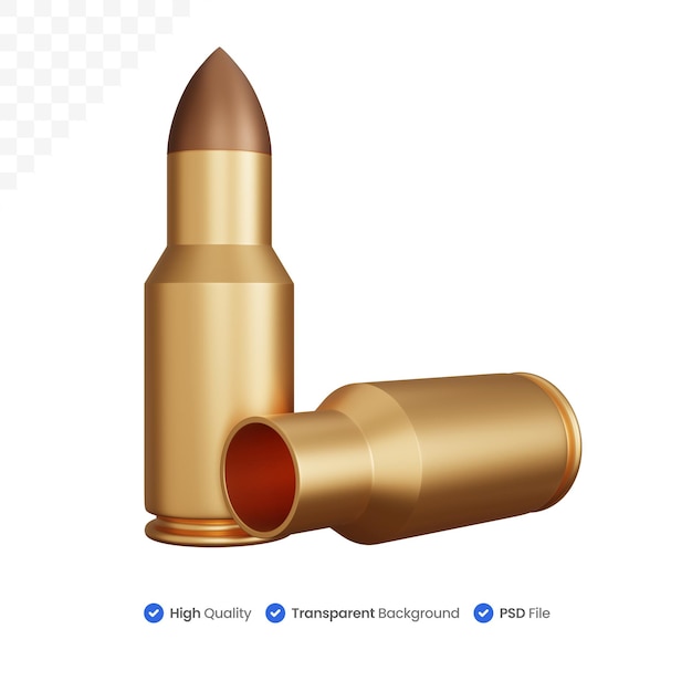 3d rendering two gun bullets isolated