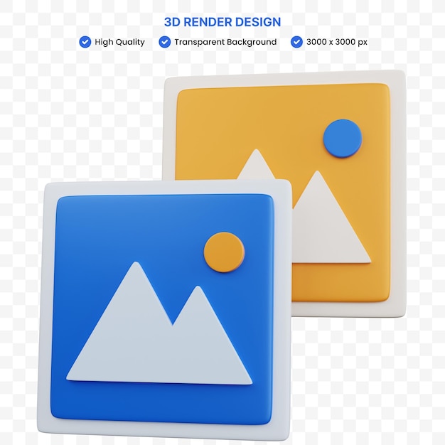 3d rendering two pictures isolated